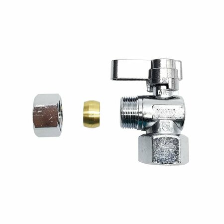 Thrifco Plumbing 1/2 Inch FIP x 1/2 Inch Comp Quarter Turn Brass Angle Stop Valve 4406461